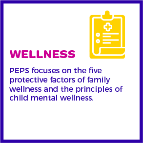 PEPS focuses on the 5 protective factors of family wellness and principles of infant mental wellness